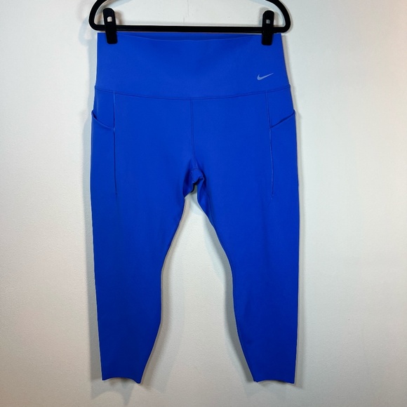 Nike Women's Universa 7/8 High Waisted Leggings Pants Royal Blue Pockets  Sz XXL - Picture 1 of 12
